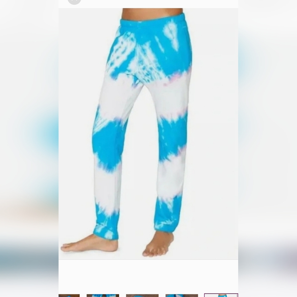 Spiritual Gangster Blue and White Tie-Dye Joggers - Picture 2 of 7